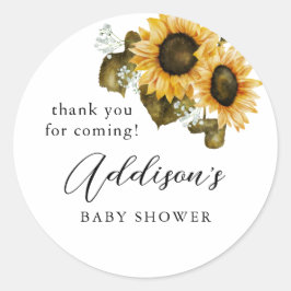 Rustic Sunflower Baby Dusche Gefallen Runder Aufkleber