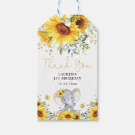 Rustic Sunflower Baby Elephant Wild One Birthday Geschenkanhänger