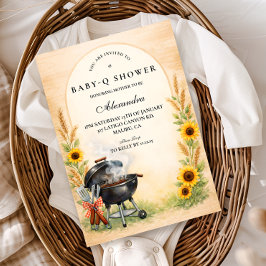 Rustic Sunflower Baby Q Baby Shower Einladung