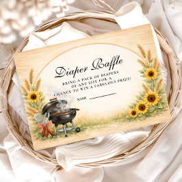 Rustic Sunflower Baby Q Diapper Raffle Begleitkarte