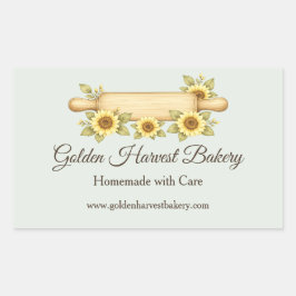 Rustic Sunflower Bäckerei | Benutzerdefiniertes Co Rechteckiger Aufkleber