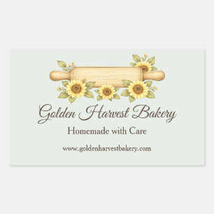 Rustic Sunflower Bäckerei Benutzerdefiniertes Co Rechteckiger Aufkleber