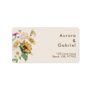 Rustic Sunflower Beige Hochzeitsplattform Adressaufkleber