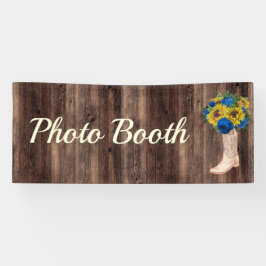 Rustic Sunflower Blue Rose Boots Foto Booth Banner