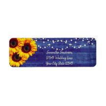 Rustic Sunflower Blue Wood Rücksendeadresse