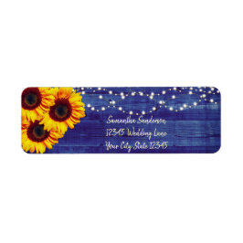 Rustic Sunflower Blue Wood Rücksendeadresse