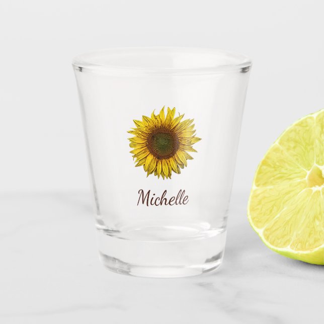 Rustic Sunflower Boho Floral Cute Girly  Schnapsglas (Vorderseite)