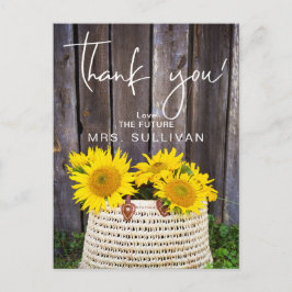 Rustic Sunflower Brautparty Vielen Dank Postkarte