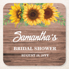 Rustic Sunflower Bridal Shower Rechteckiger Pappuntersetzer