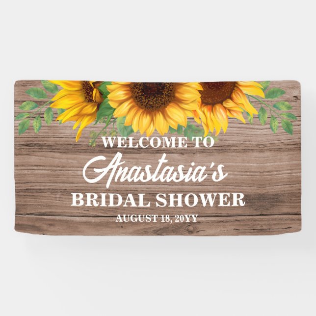 Rustic Sunflower Bridal Shower Welcome Sign Banner (Horizontal)