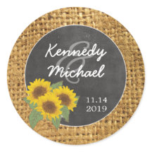 Rustic Sunflower Burlap Hochzeit-Umschlag Aufklebe