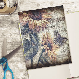Rustic Sunflower Butterfly Ephemera Scrapbook Card