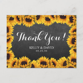 Rustic Sunflower Chalkboard Hochzeit Vielen Dank Postkarte