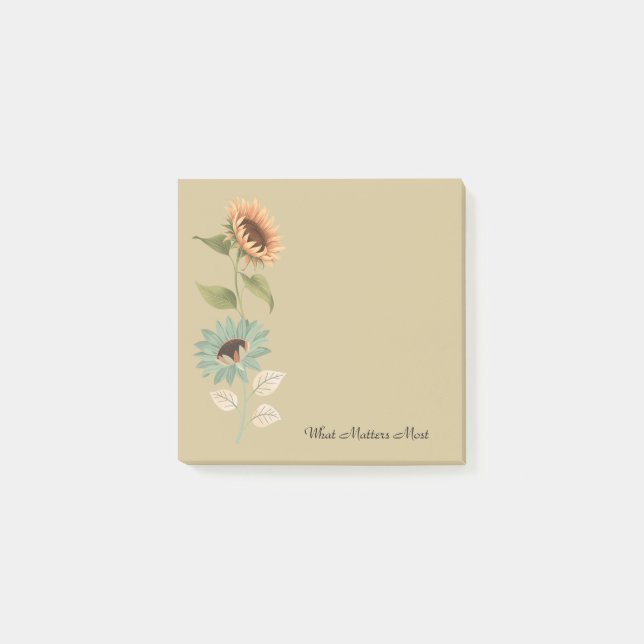 Rustic Sunflower Custom Sticky Post-it Klebezettel (Vorderseite)