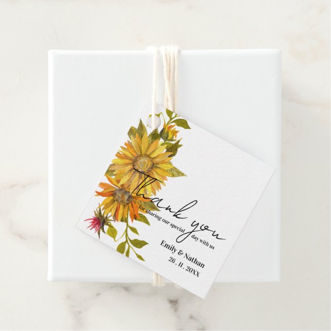 Rustic Sunflower Danke für die Message Wedding Par Geschenkanhänger (Beispiel)