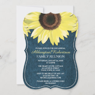 Rustic Sunflower Denim Family Wiedersehen Einladun Einladung