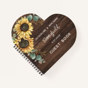 Rustic Sunflower Eucalyptus Wedding Guest Book Notizbuch
