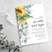 Rustic Sunflower Eukalyptus mit Website Info Weddi