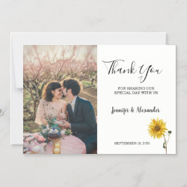 Rustic sunflower floral photo Thank You Magneteinladung