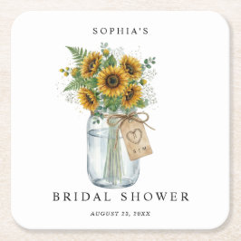 Rustic Sunflower Mason Jar Bridal Shower Square Rechteckiger Pappuntersetzer