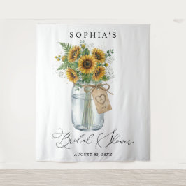 Rustic Sunflower Mason Jar Bridal Shower Wandteppich