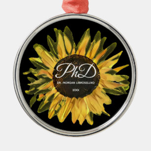 Rustic Sunflower Personalisiert PhD Abschluss Ornament Aus Metall