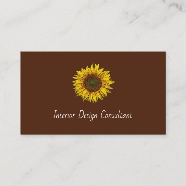 Rustic Sunflower QR code Boho Brown Visitenkarte (Vorderseite)