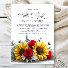 Rustic Sunflower Red Rose Wedding After Party Einladung