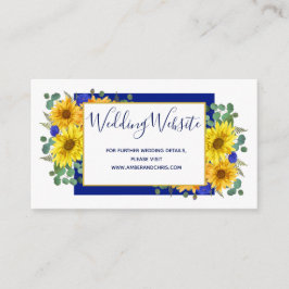 Rustic Sunflower Royal Blue Rose Hochzeitsseite Begleitkarte