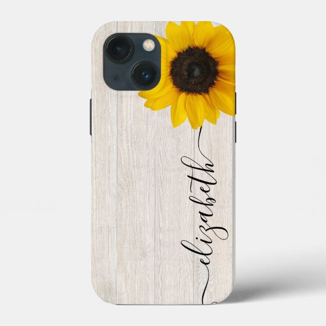Rustic Sunflower Script Steam Name Phone Case (Rückseite)