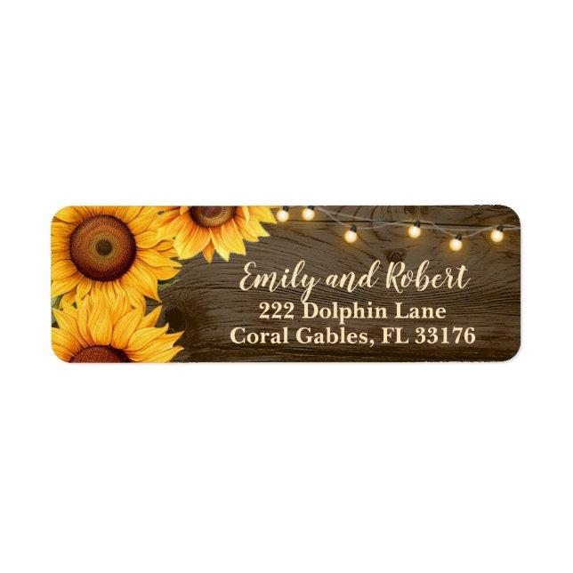Rustic Sunflower String Lights Hochzeitadresse (Vorne)