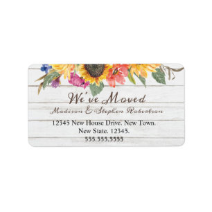 Rustic Sunflower Umzug Neu Adressänderung Adressaufkleber