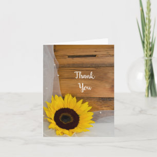 Rustic Sunflower Veil Country Bridesmaid Thank You Dankeskarte