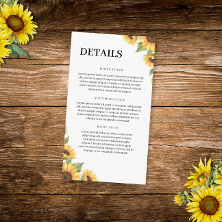 Rustic Sunflower Watercolor Floral Country Wedding Begleitkarte