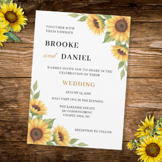 Rustic Sunflower Watercolor Floral Country Wedding Einladung