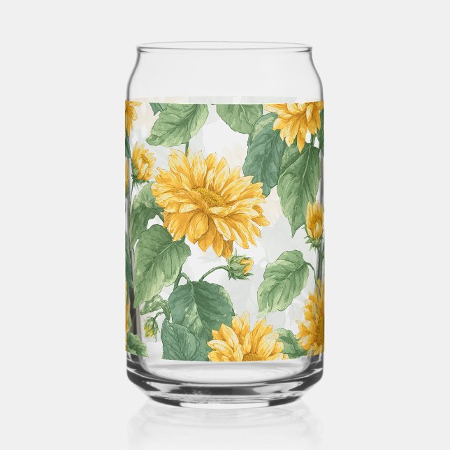 Rustic Sunflower Watercolor Floral Farmhouse Drink Dosenglas (Vorderseite)