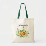 Rustic Sunflower Wedding Bridesmaid Tragetasche<br><div class="desc">Rustic Sunflowers Wedding Bridesmaid Favor Personalized Tote Bag. (1) For further customization,  please click the customize further link and use our design tool to modify this template. (2) If you need help or matching items,  please contact me.</div>