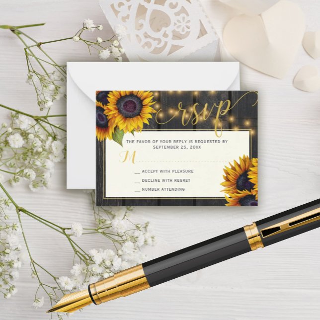 Rustic sunflower wedding elegant RSVP Enclosure Mitteilungskarte (Von Creator hochgeladen)
