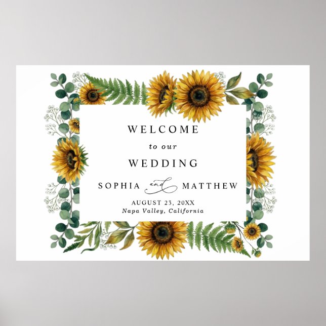 Rustic Sunflower Wedding Foam Board Poster (Vorne)