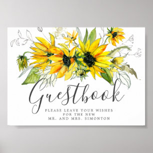 Rustic Sunflower Wedding Gästebuchunterschrift Poster
