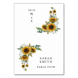 Rustic Sunflower Wedding Place Cards Tischnummer
