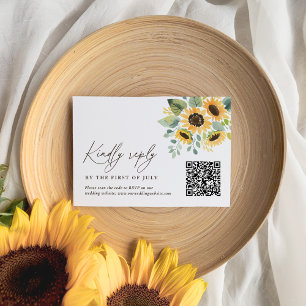 Rustic Sunflower Wedding QR Code RSVP Karte