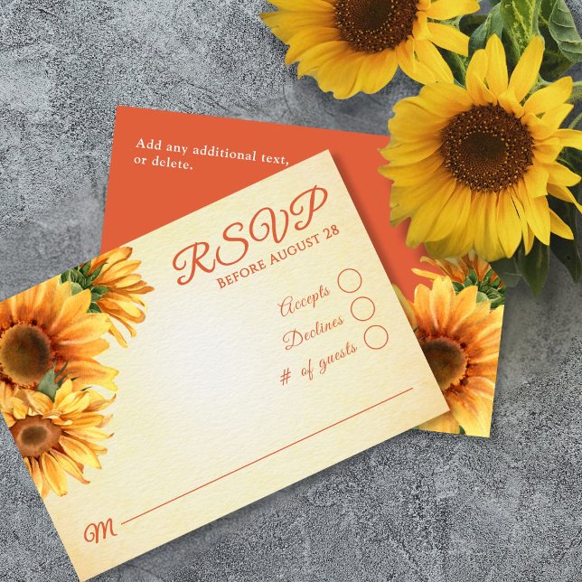 Rustic Sunflower Wedding RSVP Card Karte (Von Creator hochgeladen)
