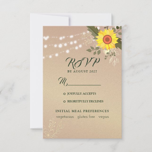 Rustic Sunflower Wedding RSVP Card Karte (Vorderseite)