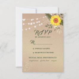 Rustic Sunflower Wedding RSVP Card Karte