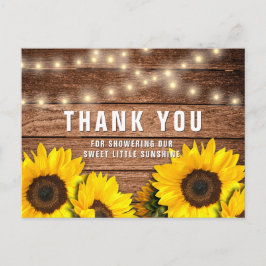 Rustic Sunflower Wood Baby Dusche Vielen Dank Postkarte
