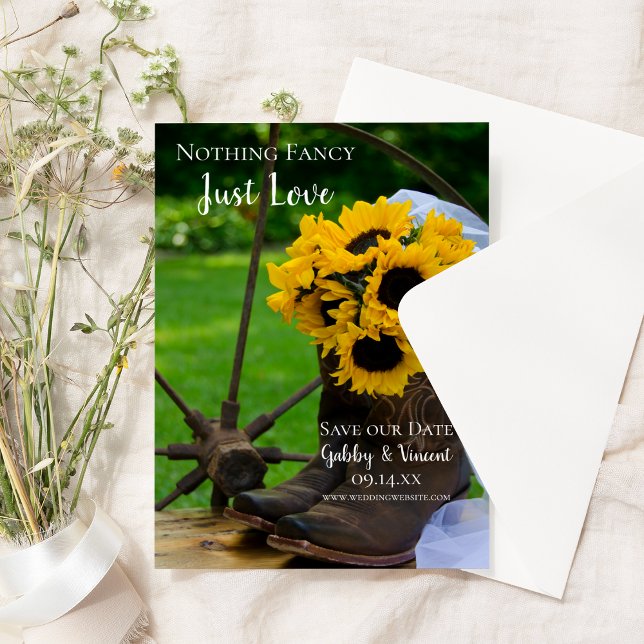 Rustic Sunflowers and Cowboy Boots Western Wedding Save The Date (Von Creator hochgeladen)
