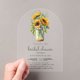 Rustic Sunflowers Mason Jar Bridal Shower Acryleinladungen