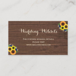 Rustic Sunflowers Navy Blue Rose Hochzeitsseite Begleitkarte