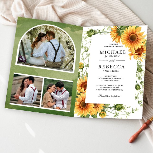 Rustic Sunflowers Photo Arch QR Code Wedding Einladung (Von Creator hochgeladen)